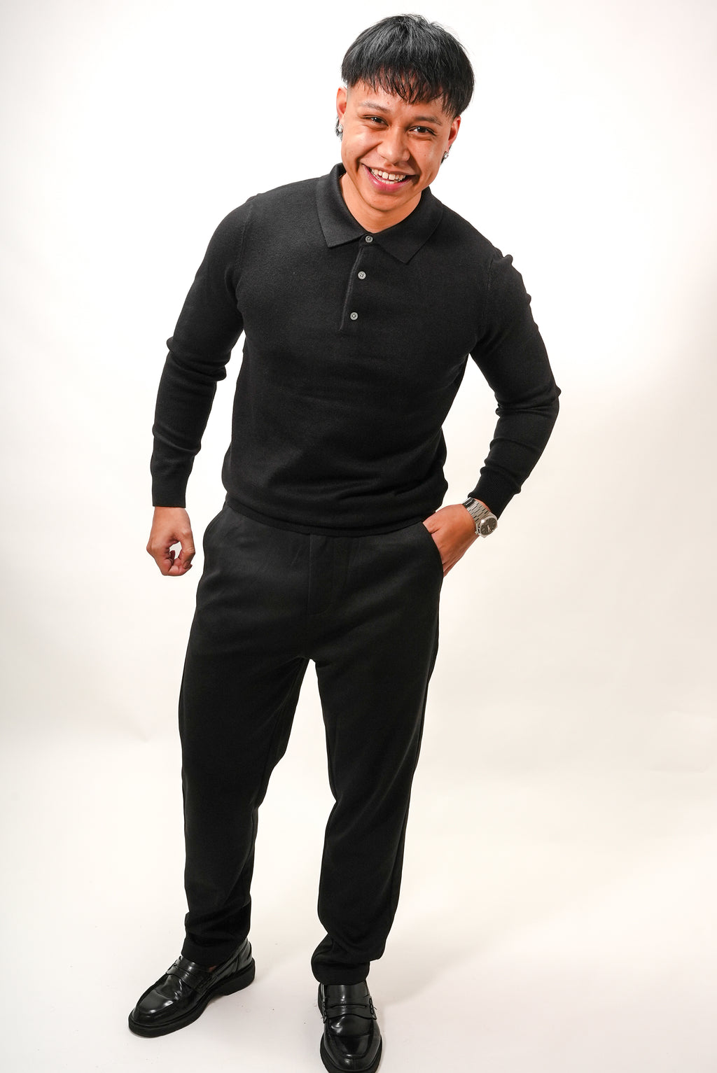 Polo en maille signature ILYBR – Noir