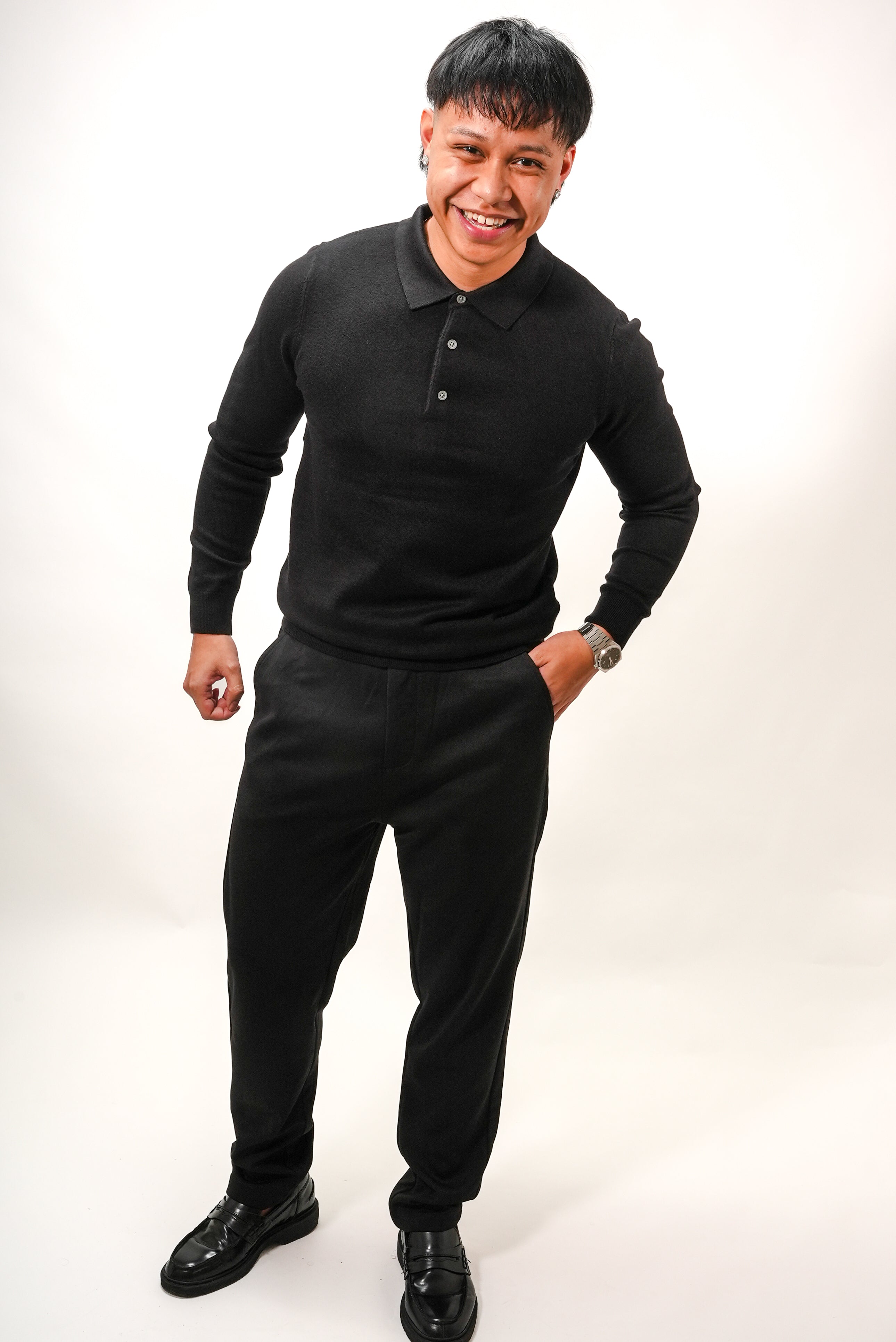 Polo en maille signature ILYBR – Noir