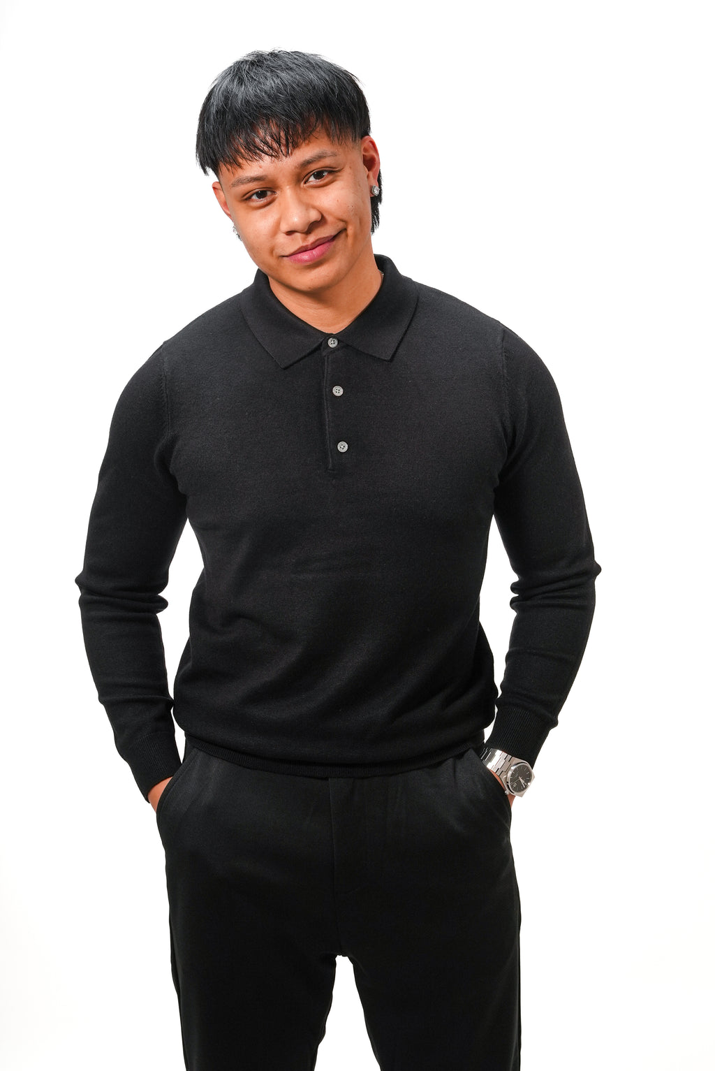 Polo en maille signature ILYBR – Noir