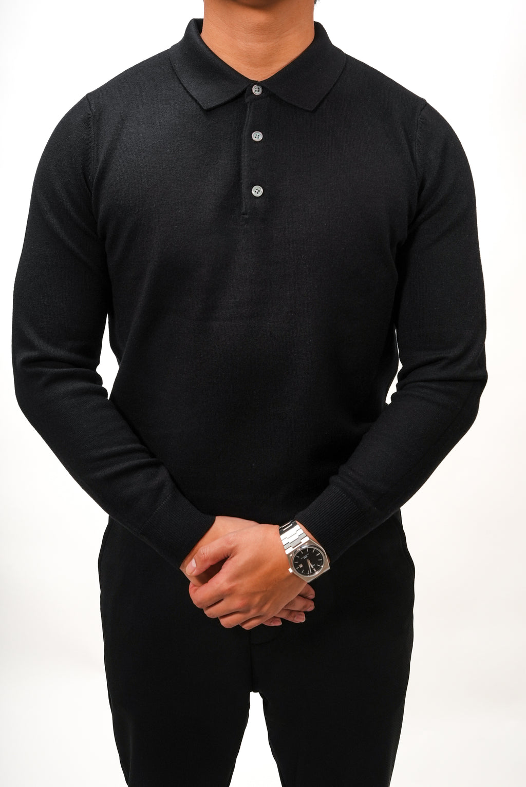 Polo en maille signature ILYBR – Noir