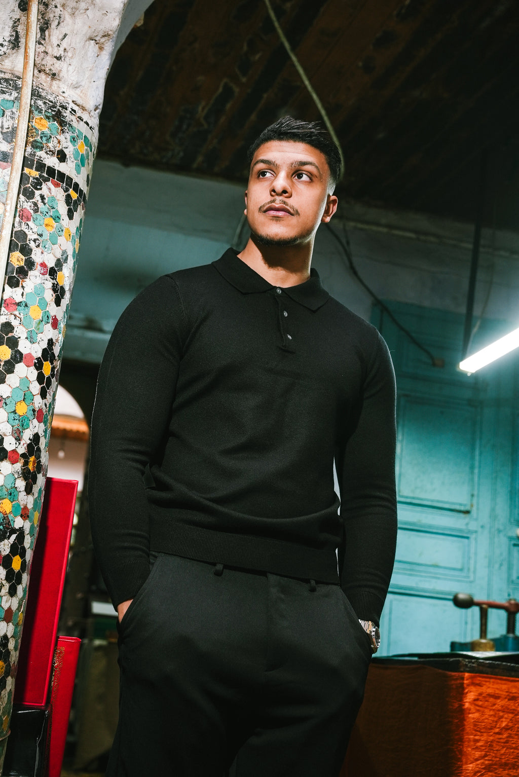 Polo en maille signature ILYBR – Noir