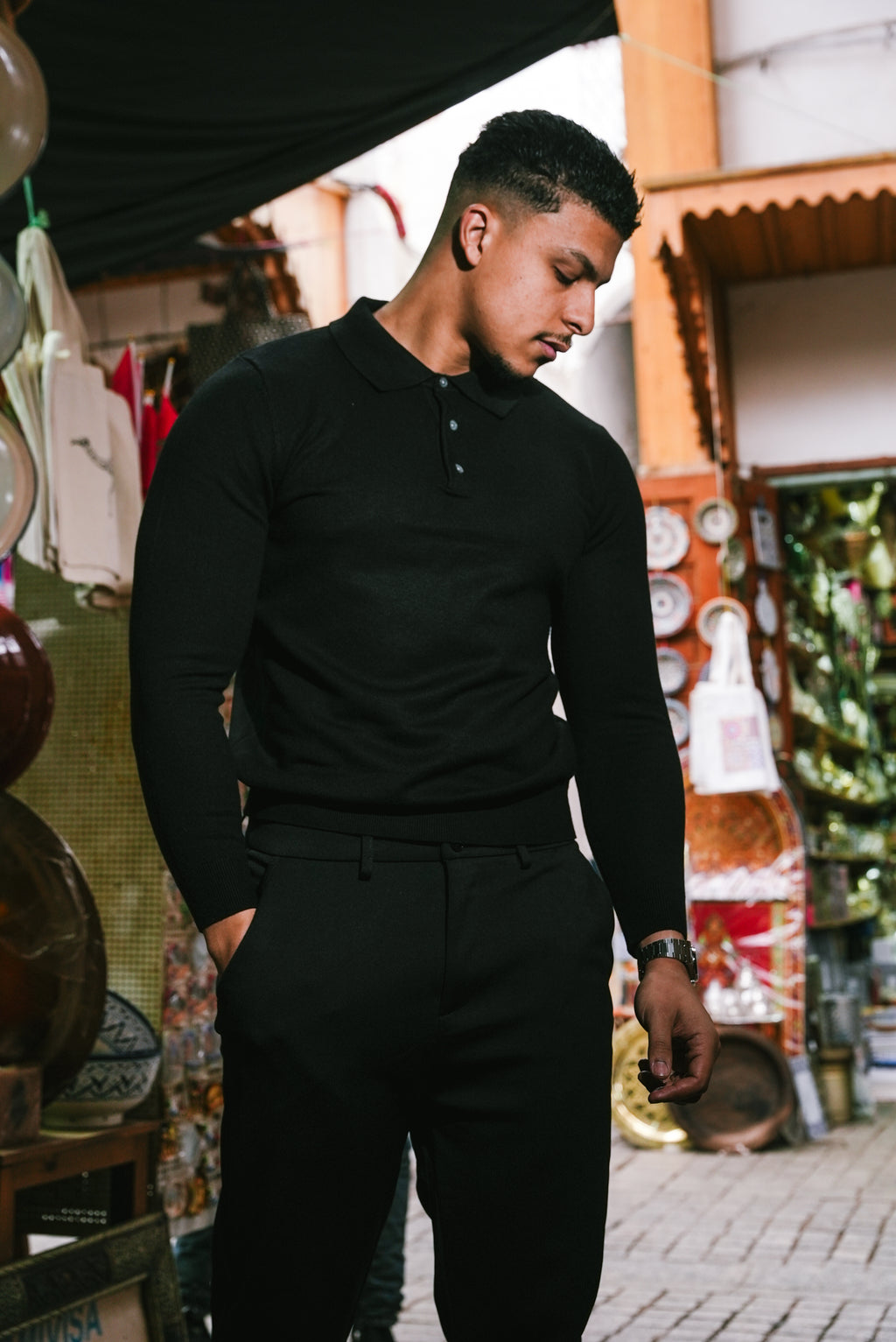 Polo en maille signature ILYBR – Noir