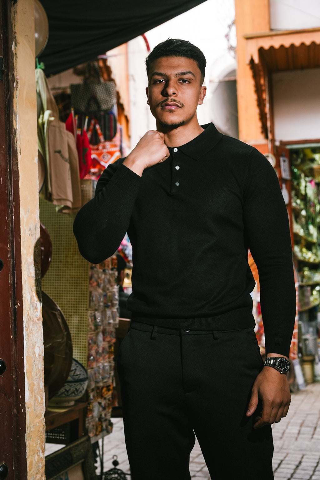 Polo en maille signature ILYBR – Noir