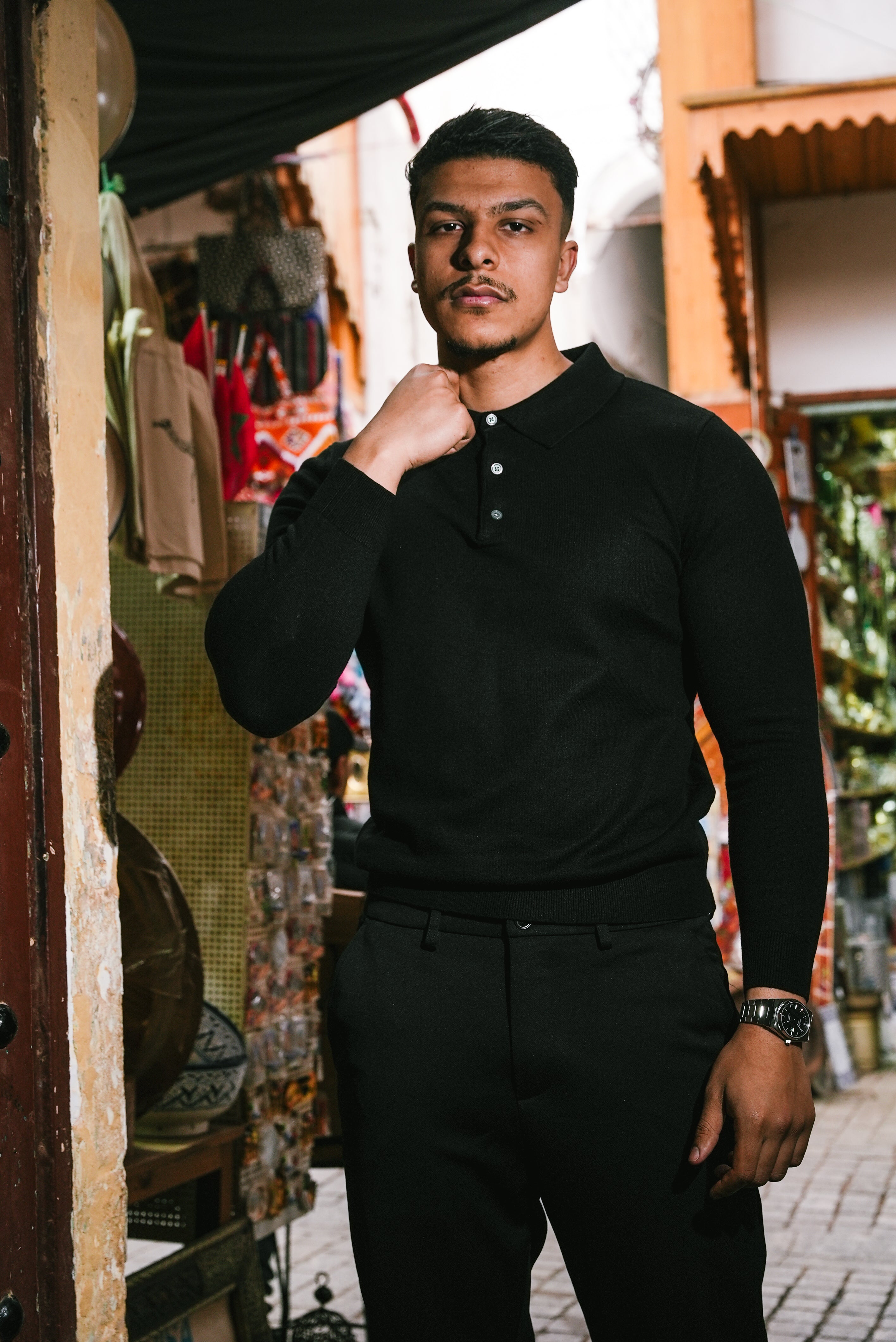 Polo en maille signature ILYBR – Noir